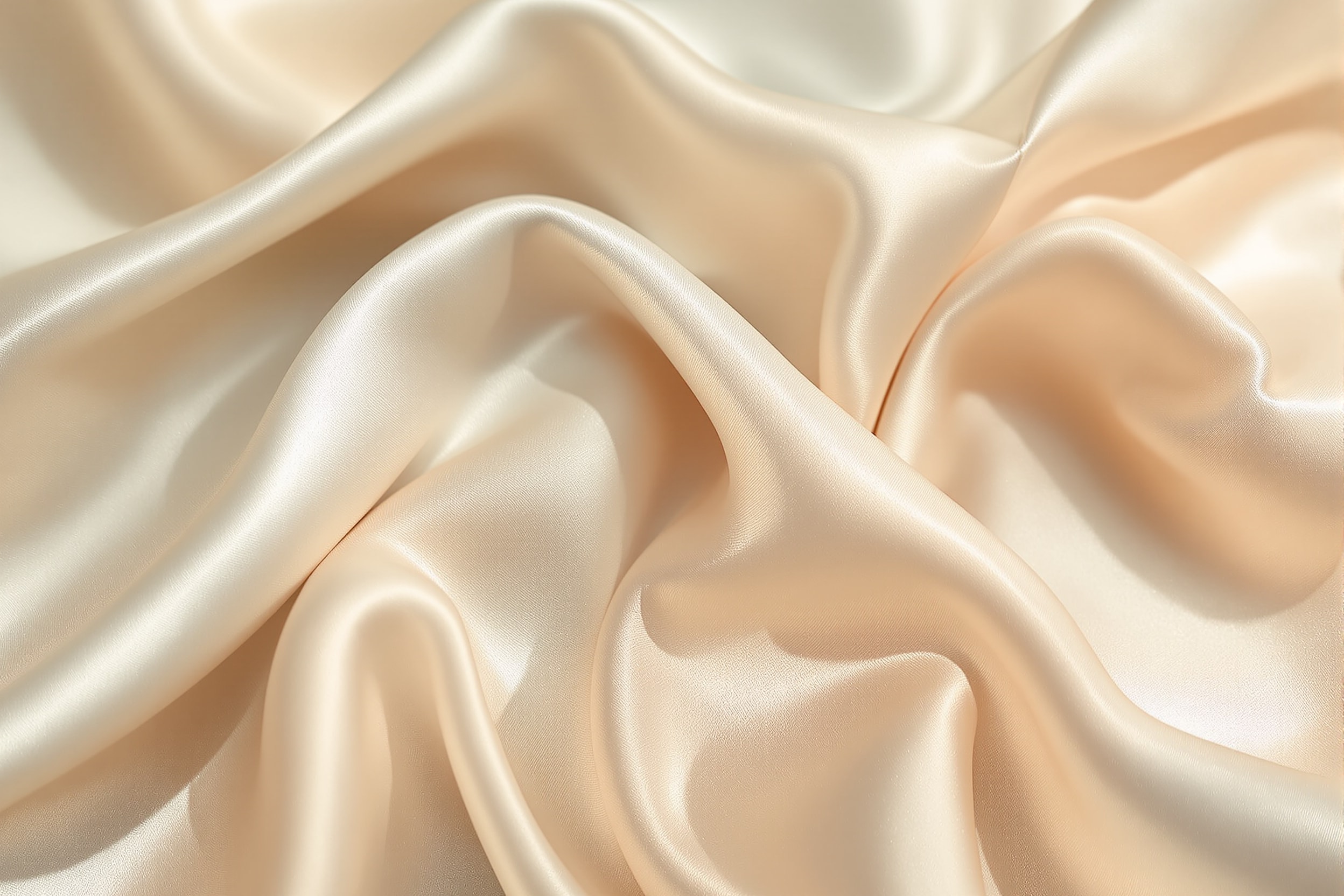 Close-up study of natural silk fabric with a satin sheen and soft folds